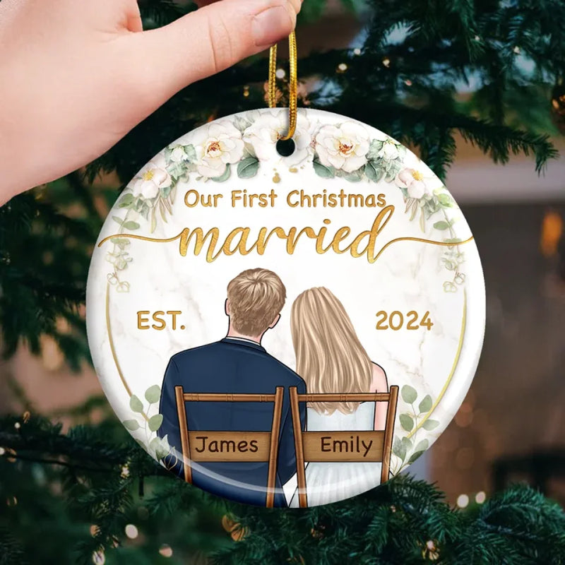 Our Hearts Speak A Language All Their Own - Couple Personalized Custom Ornament - Ceramic Round Shaped - Christmas Gift For Husband Wife, Anniversary, First Christmas