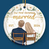 Our Hearts Speak A Language All Their Own - Couple Personalized Custom Ornament - Ceramic Round Shaped - Christmas Gift For Husband Wife, Anniversary, First Christmas