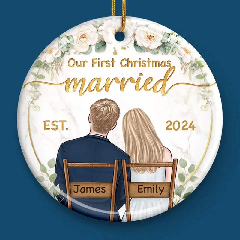 Our Hearts Speak A Language All Their Own - Couple Personalized Custom Ornament - Ceramic Round Shaped - Christmas Gift For Husband Wife, Anniversary, First Christmas
