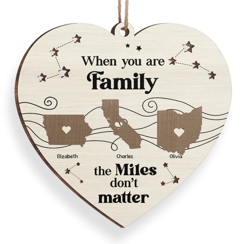 The Love I Have For My Family Knows No Distance - Family Personalized Custom Ornament - Wood Custom Shaped - Christmas Gift For Family Members