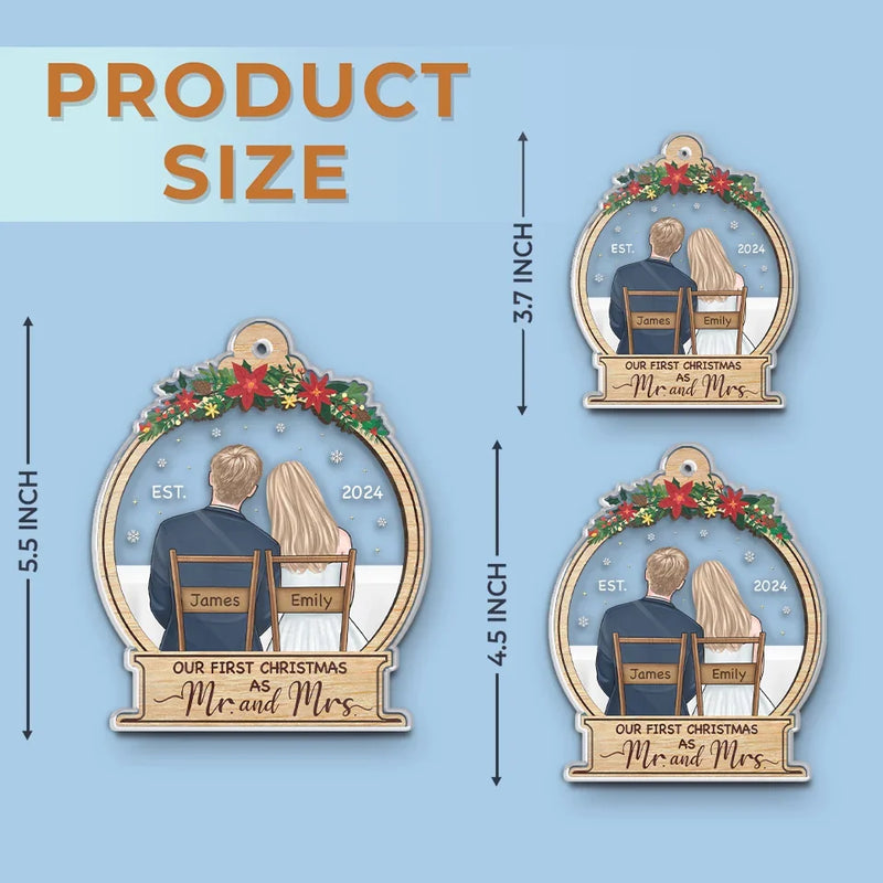 Our First Christmas Engaged - Couple Personalized Custom Ornament - Acrylic Custom Shaped - Christmas Gift For Husband Wife, Anniversary