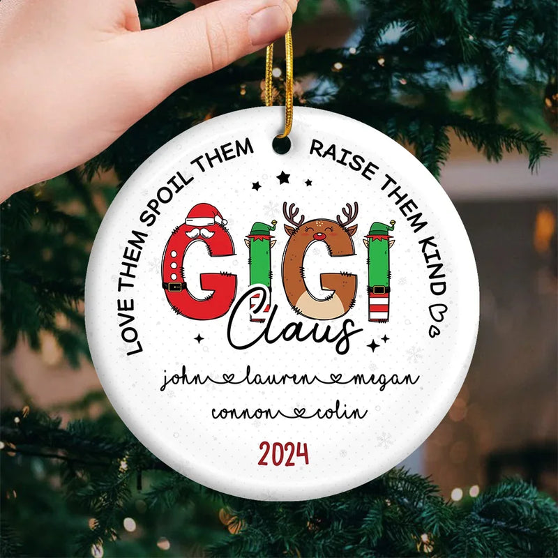 Custom Name Gigi Claus Christmas Family Gifts - Personalized Ceramic Ornament