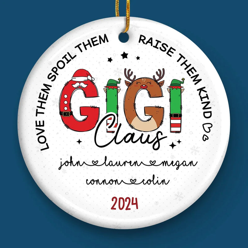 Custom Name Gigi Claus Christmas Family Gifts - Personalized Ceramic Ornament