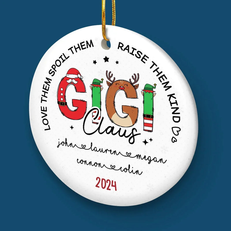 Custom Name Gigi Claus Christmas Family Gifts - Personalized Ceramic Ornament