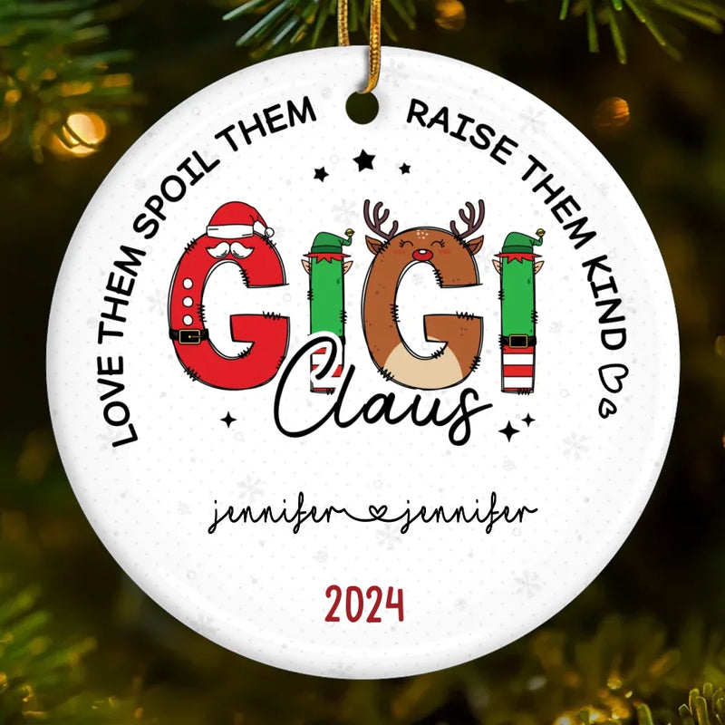 Custom Name Gigi Claus Christmas Family Gifts - Personalized Ceramic Ornament