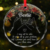 Hand In Hand, We Face The World Together - Bestie Personalized Custom Circle Glass Ornament - Christmas Gift For Best Friends, BFF, Sisters