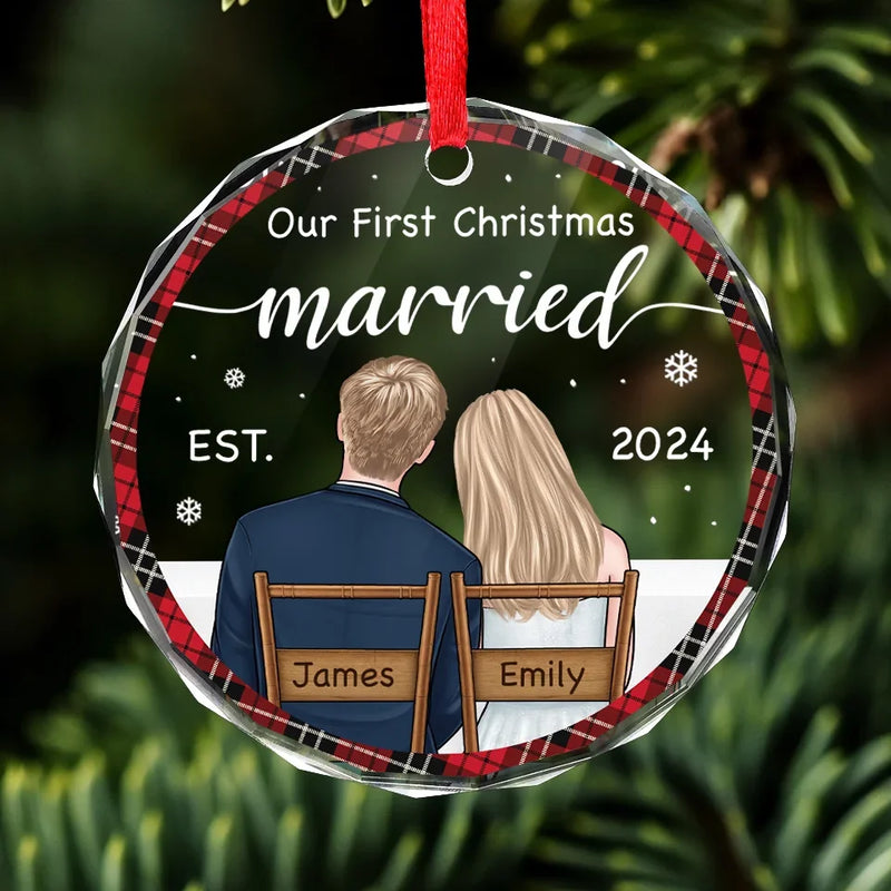 My Love For You Is Evergreen - Couple Personalized Custom Circle Glass Ornament - Christmas Gift For Husband Wife, Anniversary, First Christmas