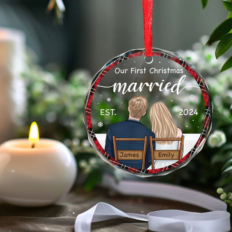 My Love For You Is Evergreen - Couple Personalized Custom Circle Glass Ornament - Christmas Gift For Husband Wife, Anniversary, First Christmas