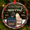 My Love For You Is Evergreen - Couple Personalized Custom Circle Glass Ornament - Christmas Gift For Husband Wife, Anniversary, First Christmas