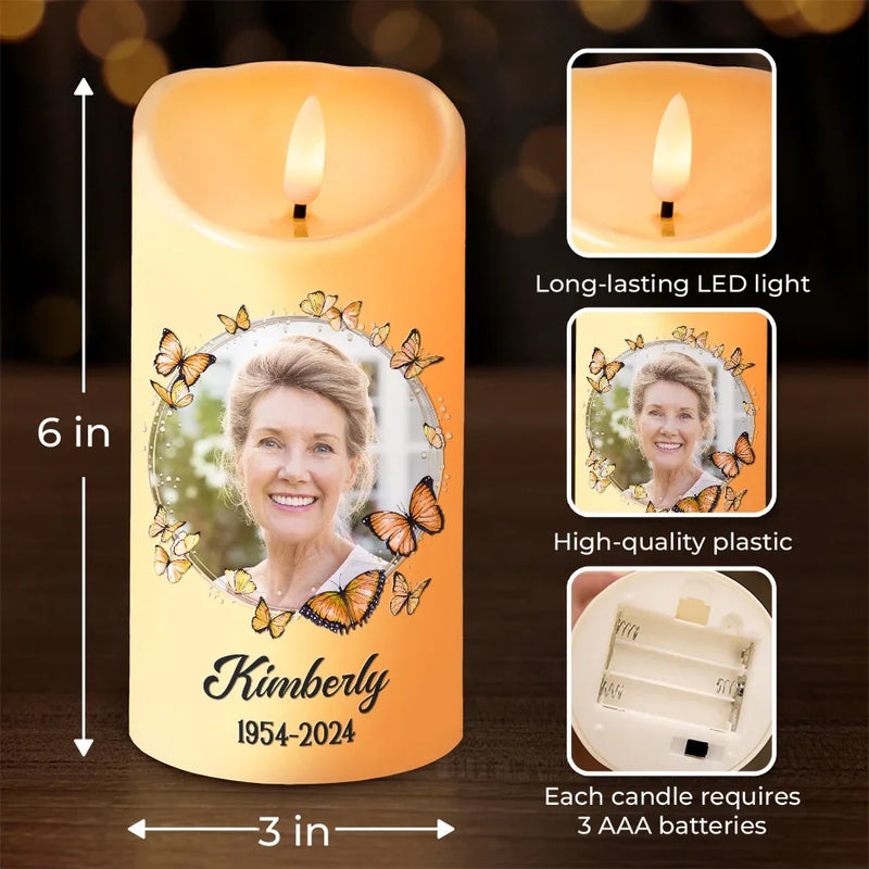 Custom Photo Your Memory Lives On - Memorial Personalized Custom LED Candle - Christmas Gift, Sympathy Gift For Family Members
