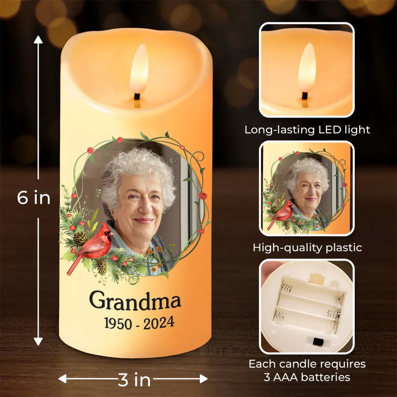 Custom Photo Your Light Will Forever Shine - Memorial Personalized Custom LED Candle - Sympathy Gift, Christmas Gift For Family Members