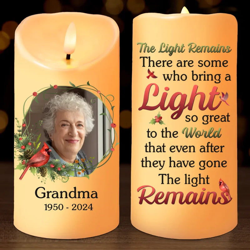 Custom Photo Your Light Will Forever Shine - Memorial Personalized Custom LED Candle - Sympathy Gift, Christmas Gift For Family Members
