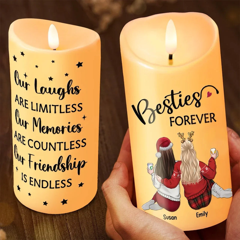 Our Friendship Is Endless - Bestie Personalized Custom LED Candle - Christmas Gift For Best Friends, BFF, Sisters