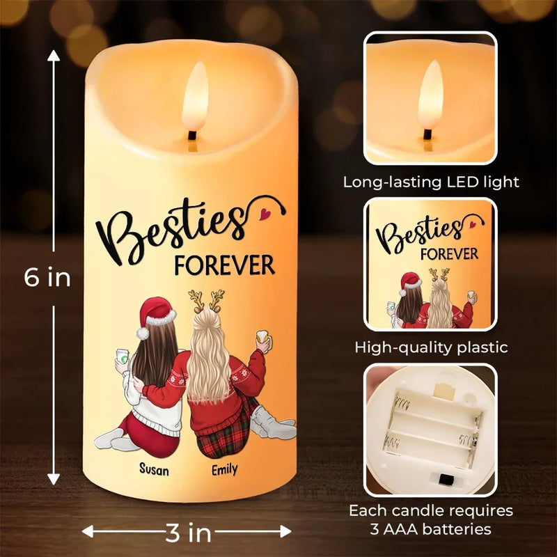 Our Friendship Is Endless - Bestie Personalized Custom LED Candle - Christmas Gift For Best Friends, BFF, Sisters