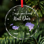 Custom Name Long Distance Christmas Gifts - Personalized Glass Ornament