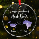 Custom Name Long Distance Christmas Gifts - Personalized Glass Ornament