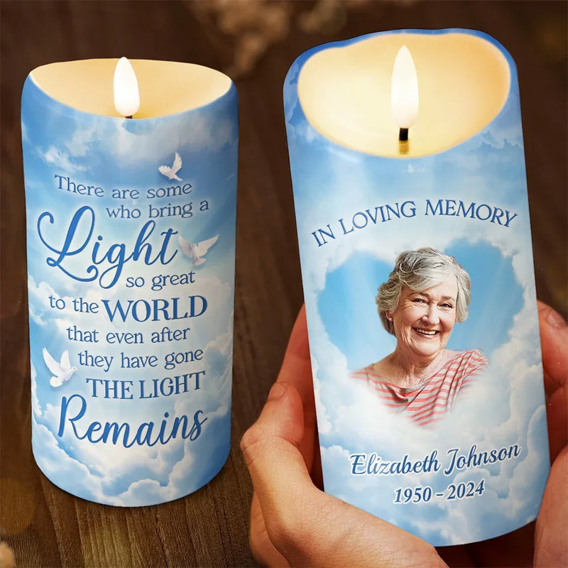 Custom Photo After They Have Gone The Light Remains - Memorial Personalized Custom LED Candle - Sympathy Gift, Christmas Gift For Family Members