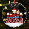 Every Ornament Tells A Family Story - Family Personalized Custom Circle Glass Ornament - Christmas Gift For Family Members