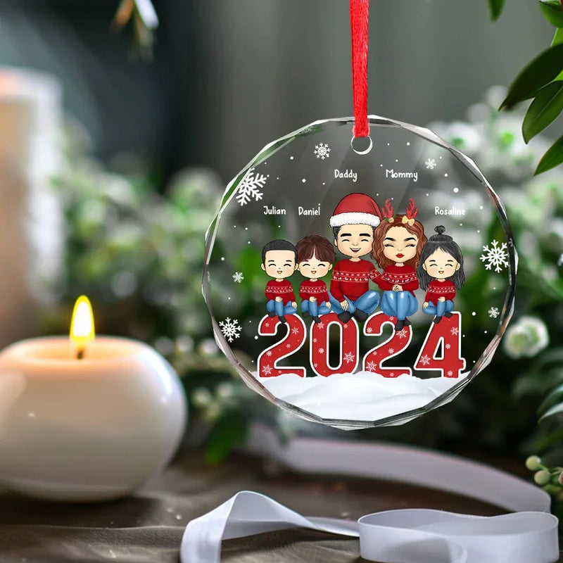 Every Ornament Tells A Family Story - Family Personalized Custom Circle Glass Ornament - Christmas Gift For Family Members