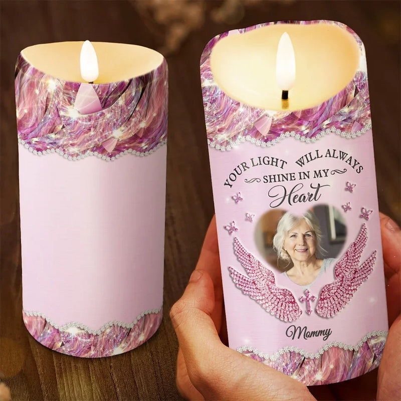 Custom Photo Forever Missed, Forever Loved - Memorial Personalized Custom LED Candle - Sympathy Gift, Christmas Gift For Family Members