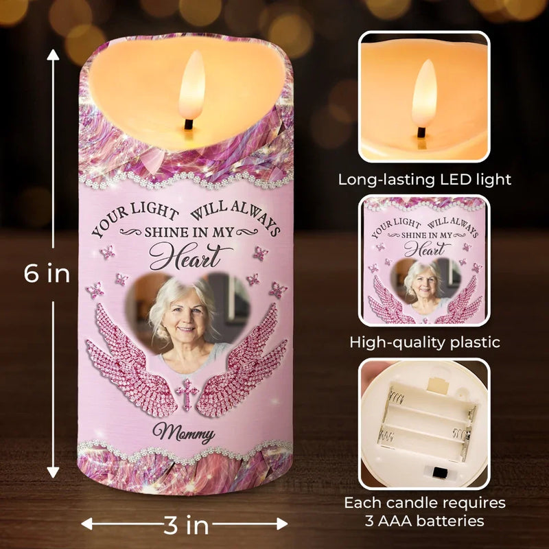Custom Photo Forever Missed, Forever Loved - Memorial Personalized Custom LED Candle - Sympathy Gift, Christmas Gift For Family Members