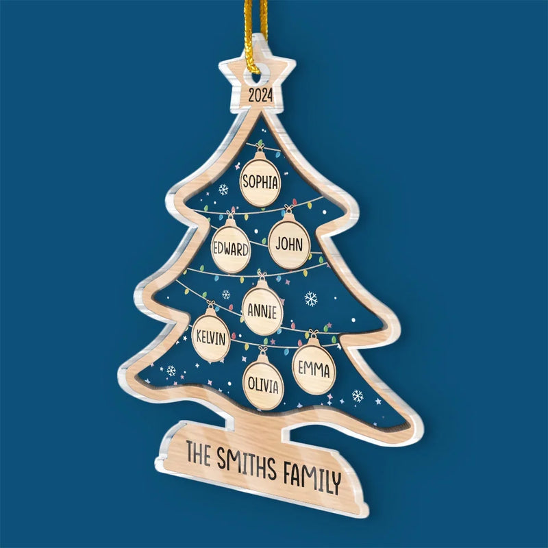 The Best Gift Around The Christmas Tree Is The Presence Of Family - Family Personalized Custom Ornament - Acrylic Custom Shaped - Christmas Gift For Family Members