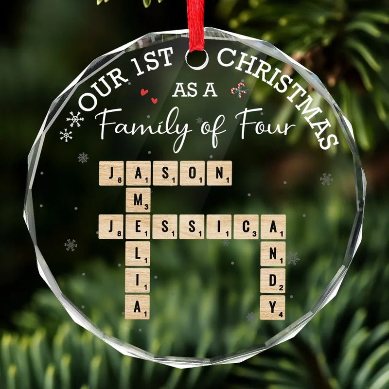 Our First Christmas As A Family - Family Personalized Custom Circle Glass Ornament - Christmas Gift For Family Members, First Christmas