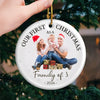 Custom Photo Our First Christmas As A Family - Family Personalized Custom Ornament - Ceramic Round Shaped - Christmas Gift For Family Members, First Christmas