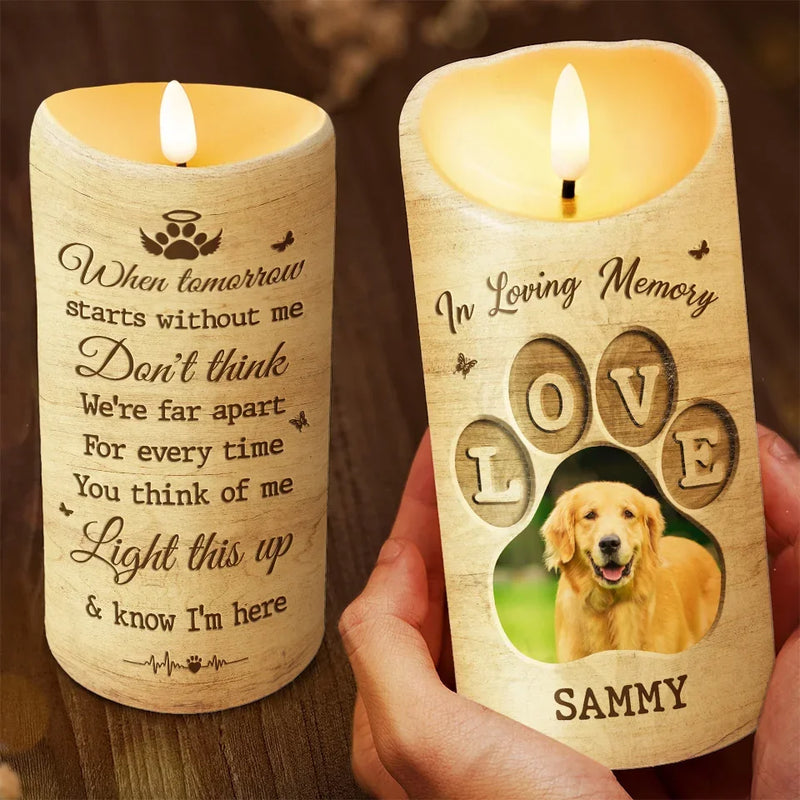 Custom Pet Photo Memorial Gifts for Dog Lovers - Personalized LED Candle