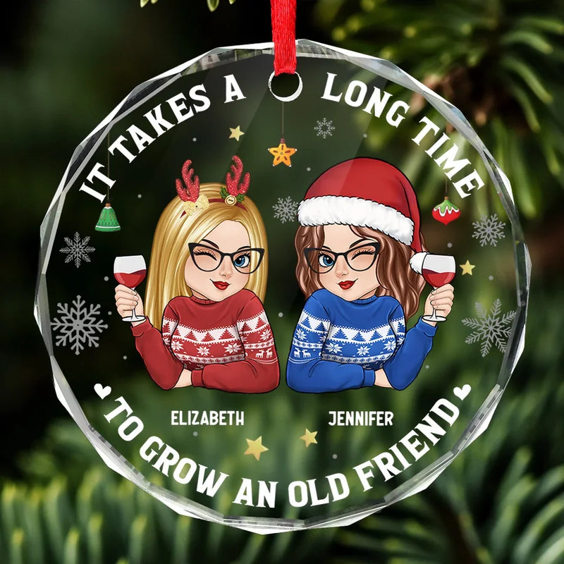 May Santa Find You Worthy Of A Christmas Gift, Friend - Bestie Personalized Custom Circle Glass Ornament - Christmas Gift For Best Friends, BFF, Sisters