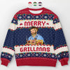 Custom Photo Grilling Up Some Holiday Cheer - Personalized Custom Ugly Sweatshirt - Unisex Wool Jumper - Christmas Gift For Dad, Grandpa, Husband