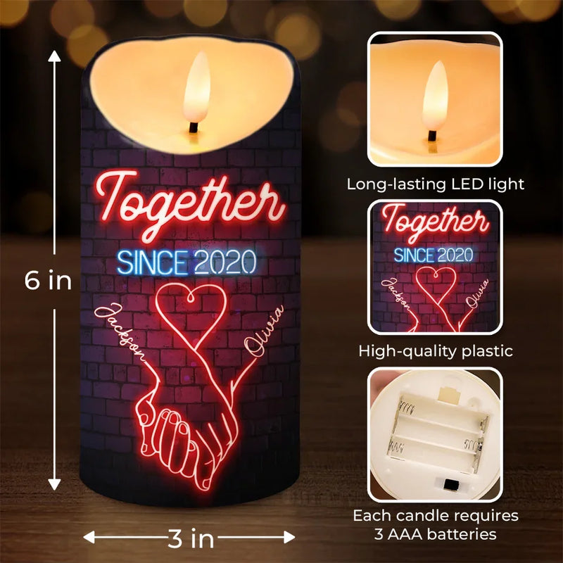 Custom Name Anniversary Gifts for Couples - Personalized LED Candle