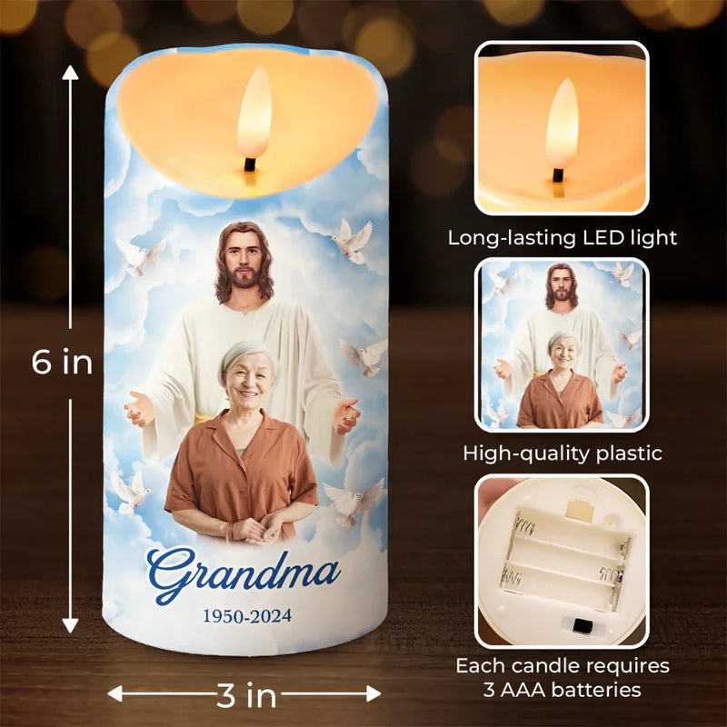 Custom Photo Grandma Memorial Tribute - Personalized LED Candle