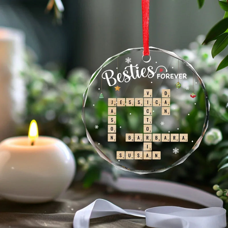 A Friend Is The Greatest Of All Blessings - Bestie Personalized Custom Circle Glass Ornament - Christmas Gift For Best Friends, BFF, Sisters