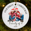 Custom Photo Our First Christmas As A Family - Family Personalized Custom Ornament - Ceramic Round Shaped - Christmas Gift For Family Members, First Christmas