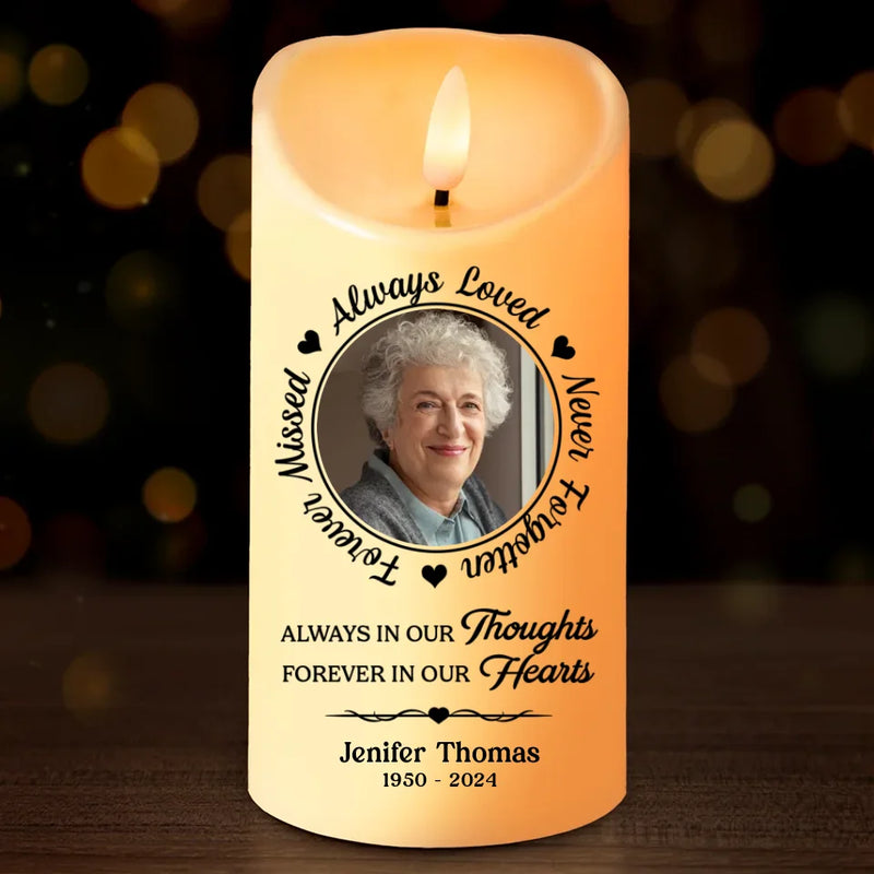Custom Photo Greatly Loved, Deeply Missed - Memorial Personalized Custom LED Candle - New Arrival, Christmas Gift, Sympathy Gift For Family Members