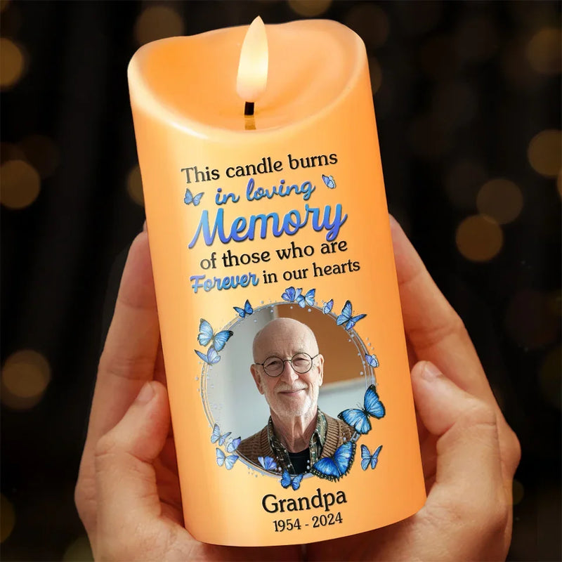 Custom Photo This Candle Burns In Loving Memory - Memorial Personalized Custom LED Candle - New Arrival, Sympathy Gift, Christmas Gift For Family Members