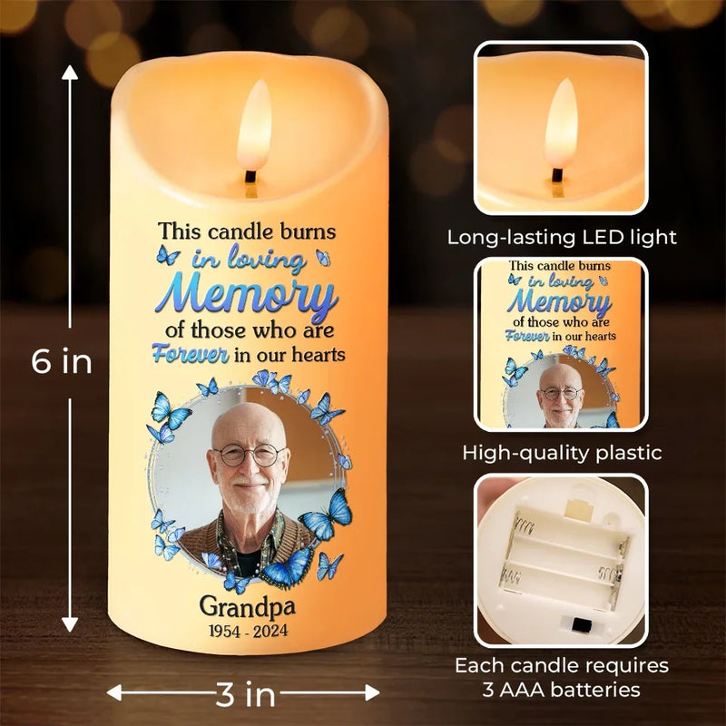 Custom Photo This Candle Burns In Loving Memory - Memorial Personalized Custom LED Candle - New Arrival, Sympathy Gift, Christmas Gift For Family Members