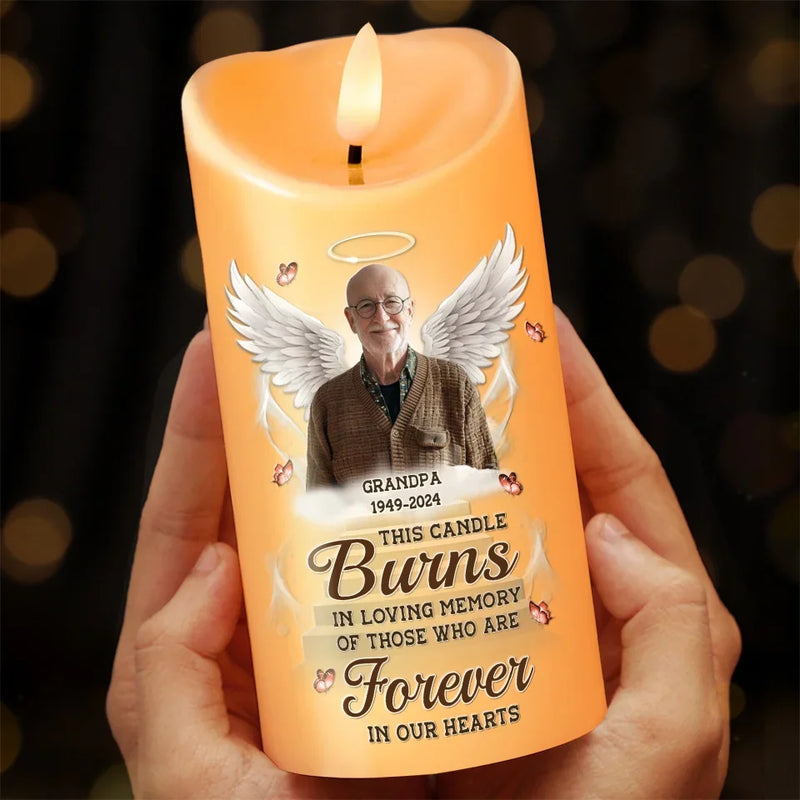 Custom Photo Love Knows No End - Memorial Personalized Custom LED Candle - New Arrival, Sympathy Gift, Christmas Gift For Family Members