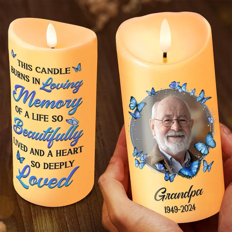 Custom Photo Your Life Was A Blessing, Your Memory A Treasure - Memorial Personalized Custom LED Candle - New Arrival, Christmas Gift, Sympathy Gift For Family Members