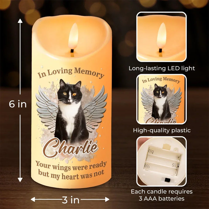 Custom Photo A Heartbeat At My Feet - Memorial Personalized Custom LED Candle - Sympathy Gift, Christmas Gift, New Arrival Gift For Pet Owners, Pet Lovers