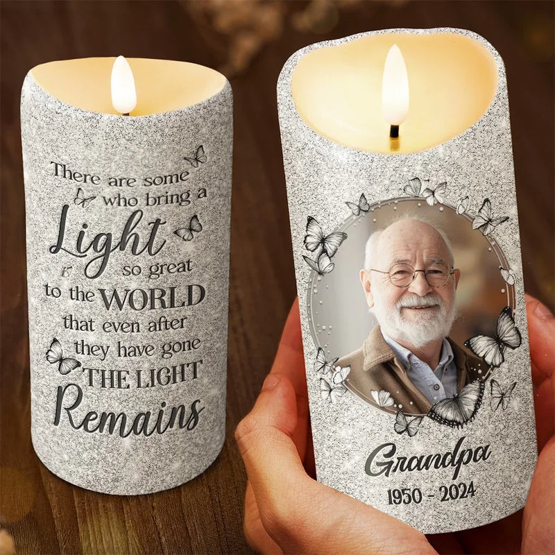 Custom Photo Memorial Grandpa Gifts - Personalized LED Candle