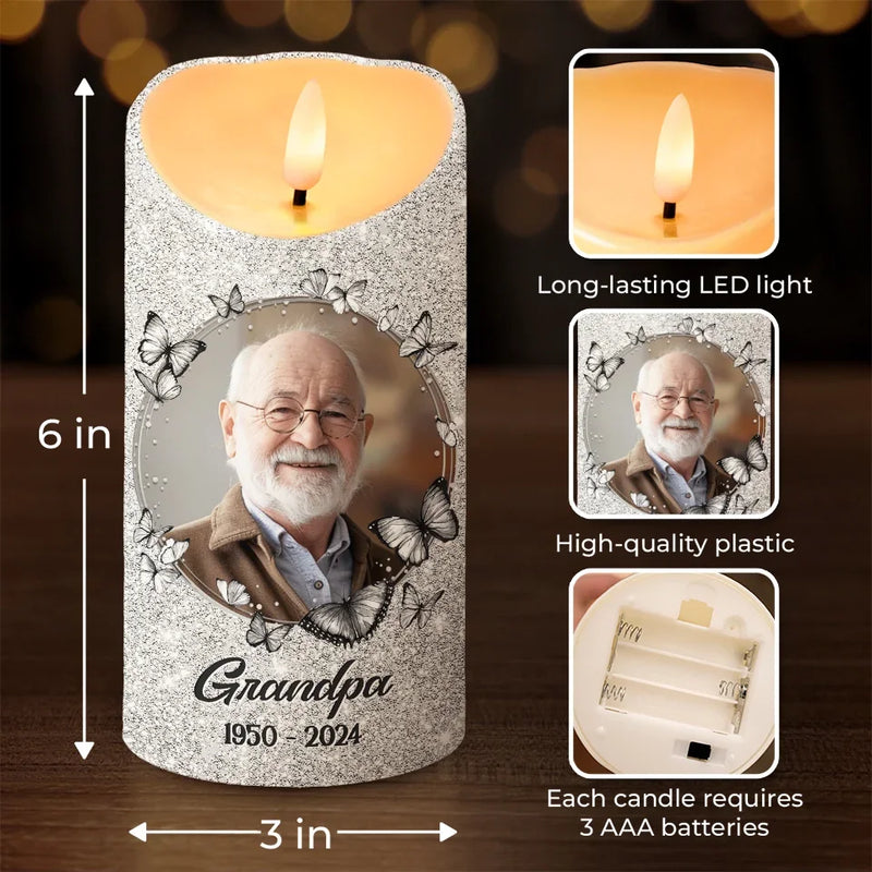 Custom Photo Memorial Grandpa Gifts - Personalized LED Candle