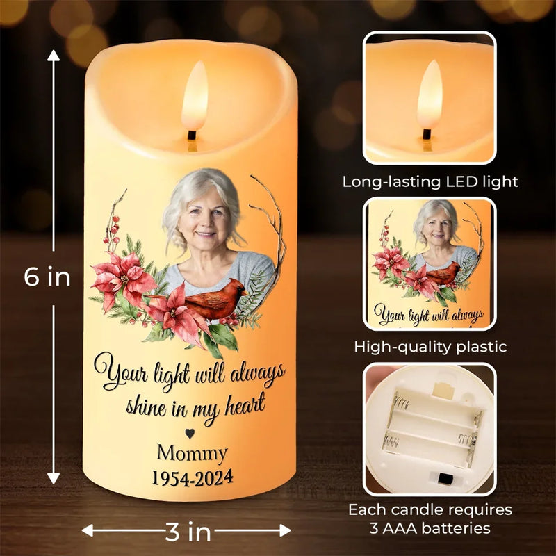 Custom Photo You Will Forever Be My Always - Memorial Personalized Custom LED Candle - New Arrival, Christmas Gift, Sympathy Gift For Family Members