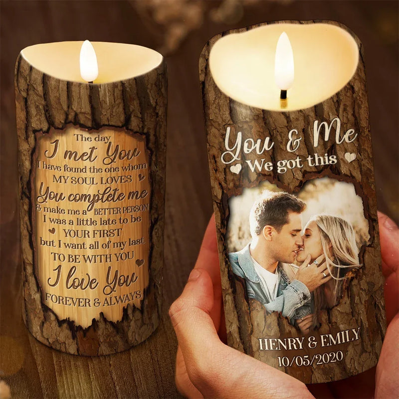 Custom Photo You Complete Me And Make Me A Better Person - Couple Personalized Custom LED Candle - Christmas Gift For Husband Wife, Anniversary
