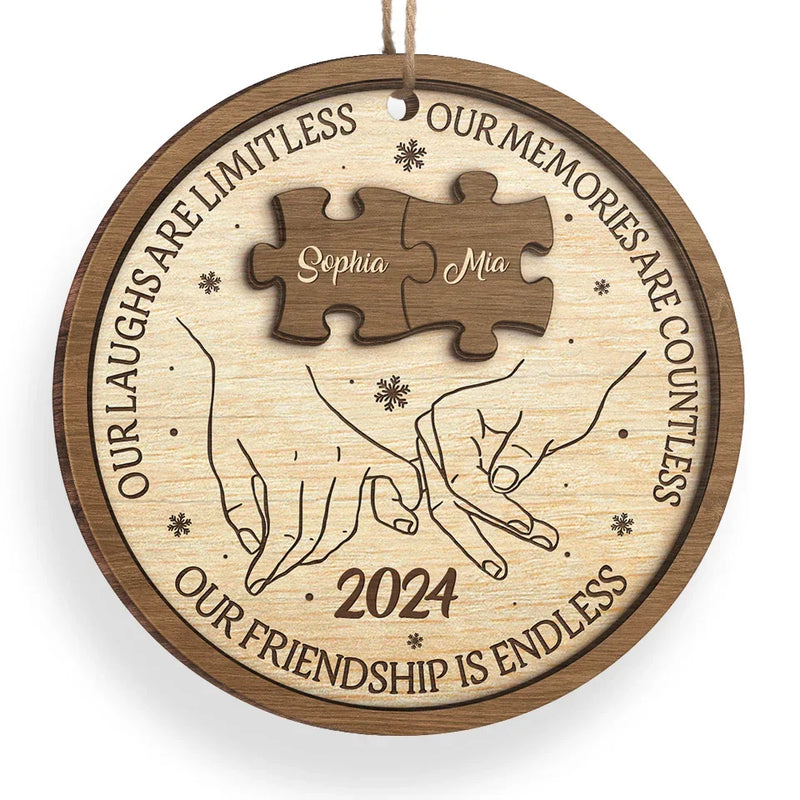 The Joy Of Christmas Is Even Brighter When Shared With Friends - Bestie Personalized Custom Ornament - Wood Custom Shaped - Christmas Gift For Best Friends, BFF, Sisters