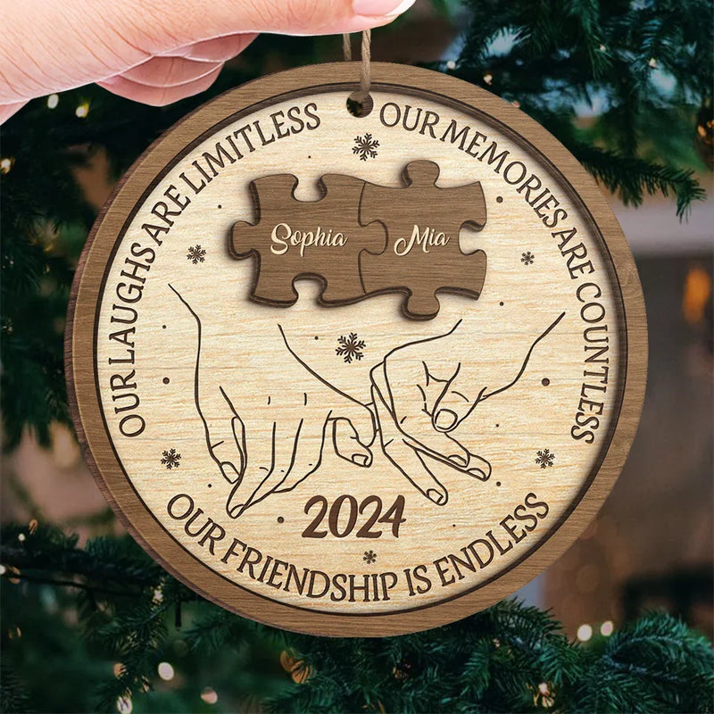 The Joy Of Christmas Is Even Brighter When Shared With Friends - Bestie Personalized Custom Ornament - Wood Custom Shaped - Christmas Gift For Best Friends, BFF, Sisters