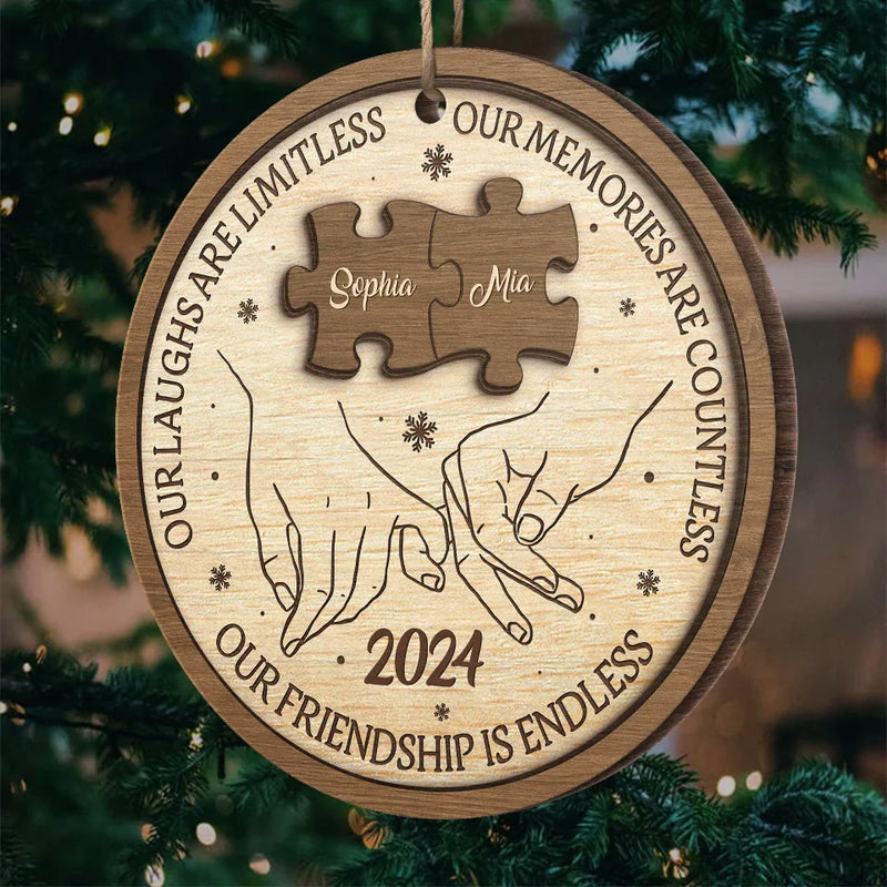 The Joy Of Christmas Is Even Brighter When Shared With Friends - Bestie Personalized Custom Ornament - Wood Custom Shaped - Christmas Gift For Best Friends, BFF, Sisters