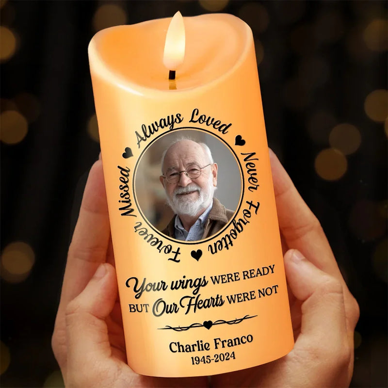 Custom Photo Forever In Our Hearts - Memorial Personalized Custom LED Candle - New Arrival, Christmas Gift, Sympathy Gift For Family Members