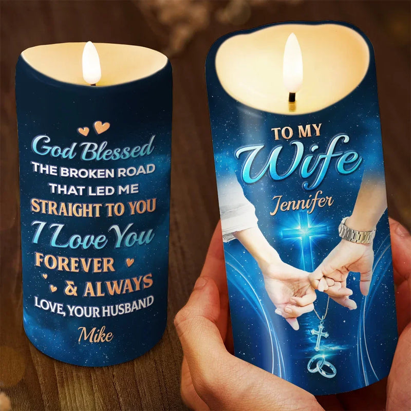 I Love You Forever And Always - Couple Personalized Custom LED Candle - Christmas Gift For Husband Wife, Anniversary